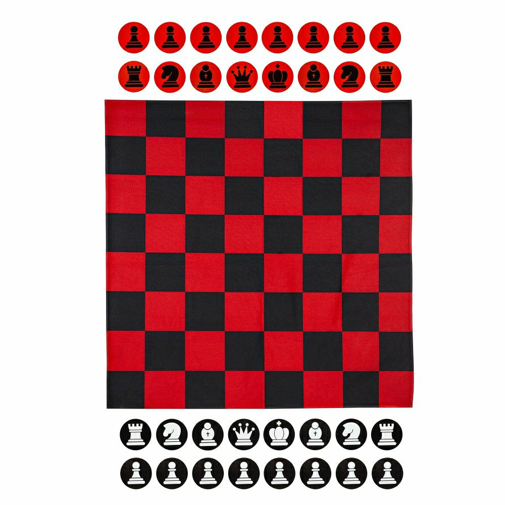 Plow & Hearth Outdoor Reversible Game Set with Storage Bag, Checkers/Chess