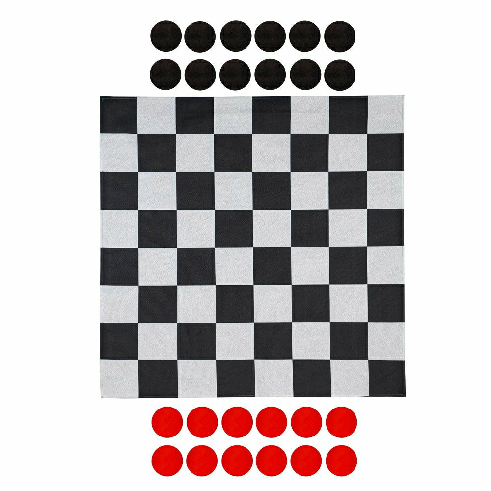 Plow & Hearth Outdoor Reversible Game Set with Storage Bag, Checkers/Chess