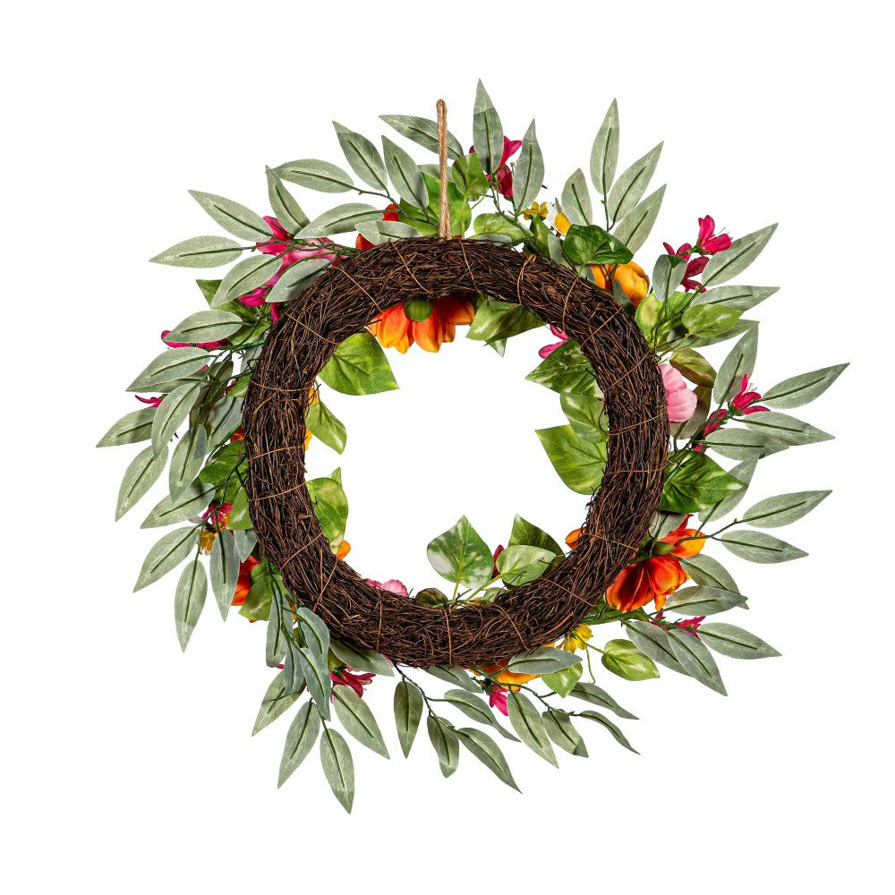 Plow & Hearth Cottage Garden Wreath Summer Brights, 20"
