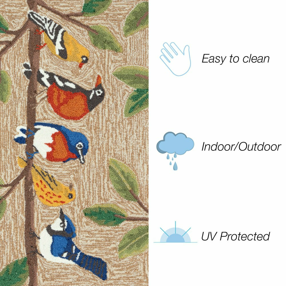 Plow & Hearth Liora Manne Frontporch Birds On A Branch Indoor/Outdoor Rug