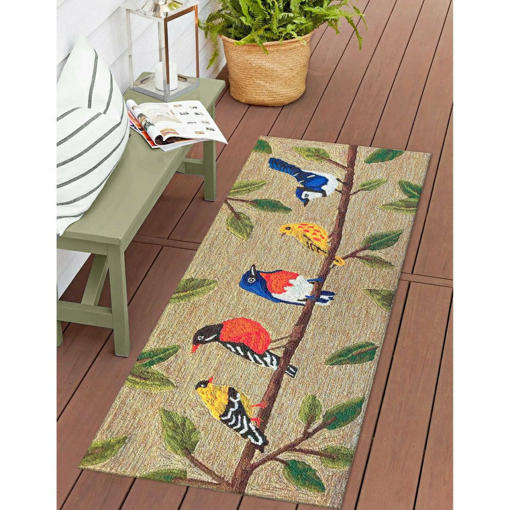 Plow & Hearth Liora Manne Frontporch Birds On A Branch Indoor/Outdoor Rug