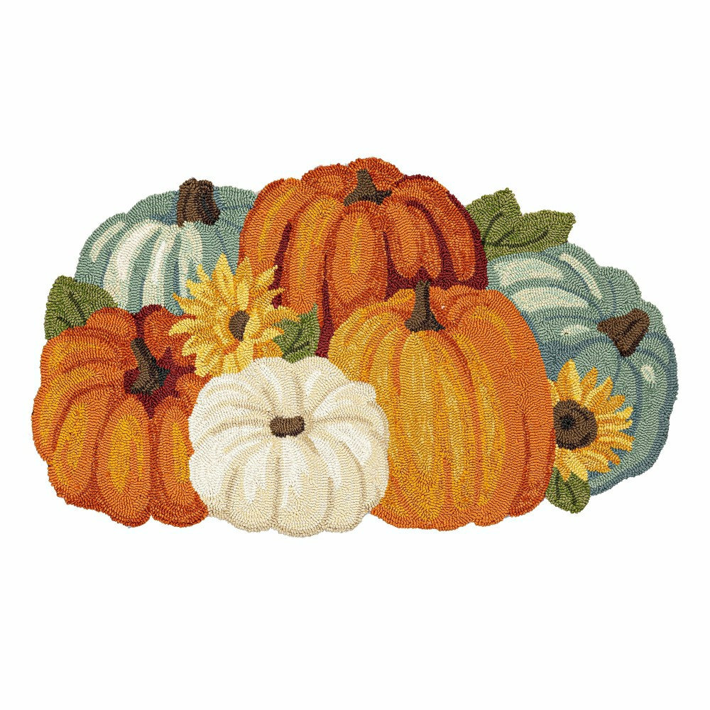 Plow & Hearth Indoor/Outdoor Shaped Pumpkin Hooked Polypropylene Accent Rug 24"x42"