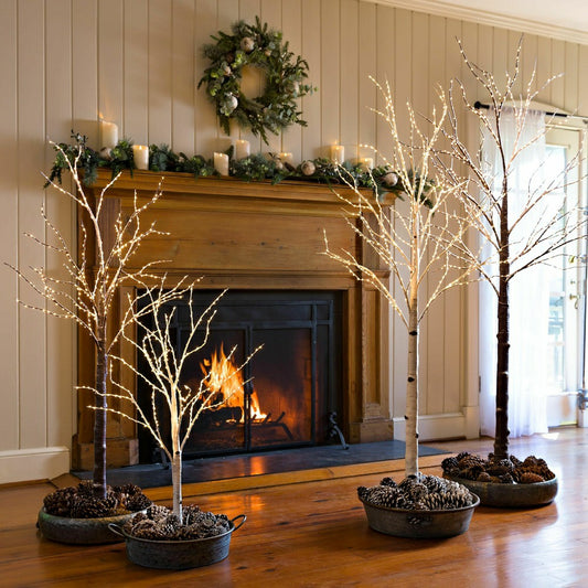 Plow & Hearth Large Indoor/Outdoor Birch Tree with 600 Warm White Lights