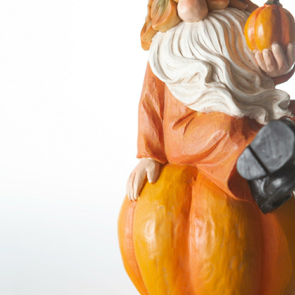 Plow & Hearth Harvest Gnome on Pumpkin Statuary