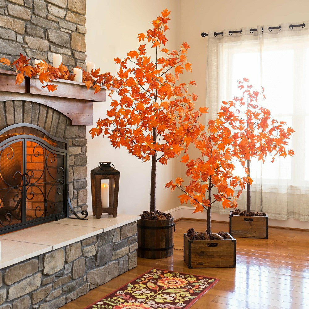Plow & Hearth Indoor/Outdoor Electric Lighted Maple Tree, 4'H with 48 Lights