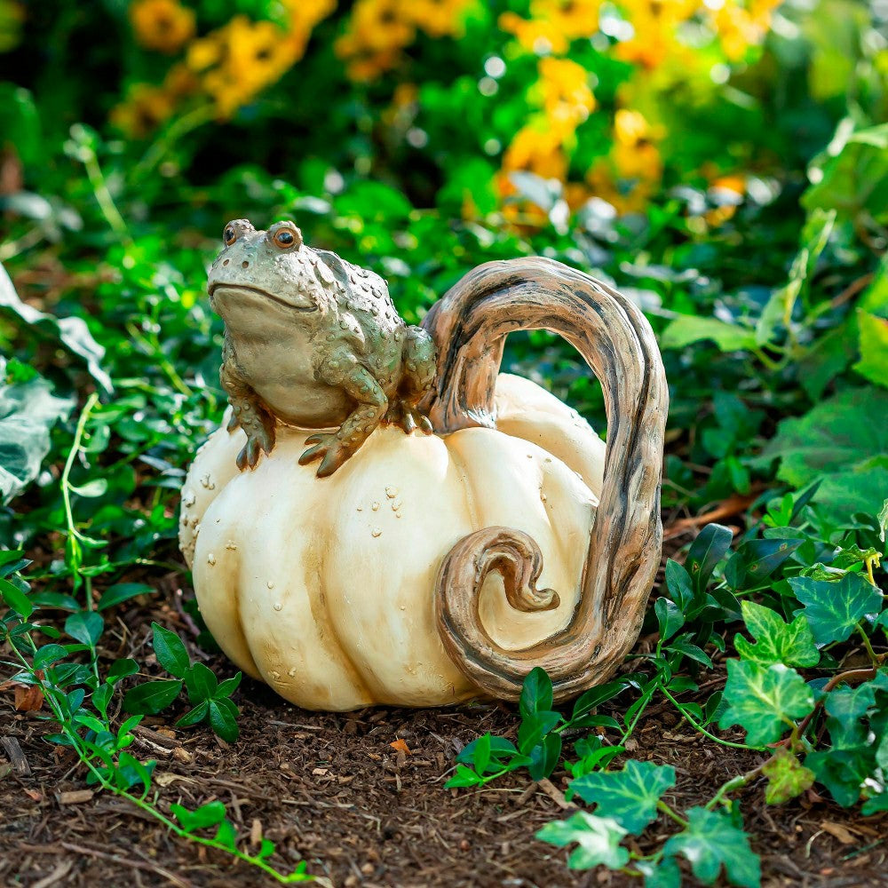 Plow & Hearth Toad on Pumpkin Statue