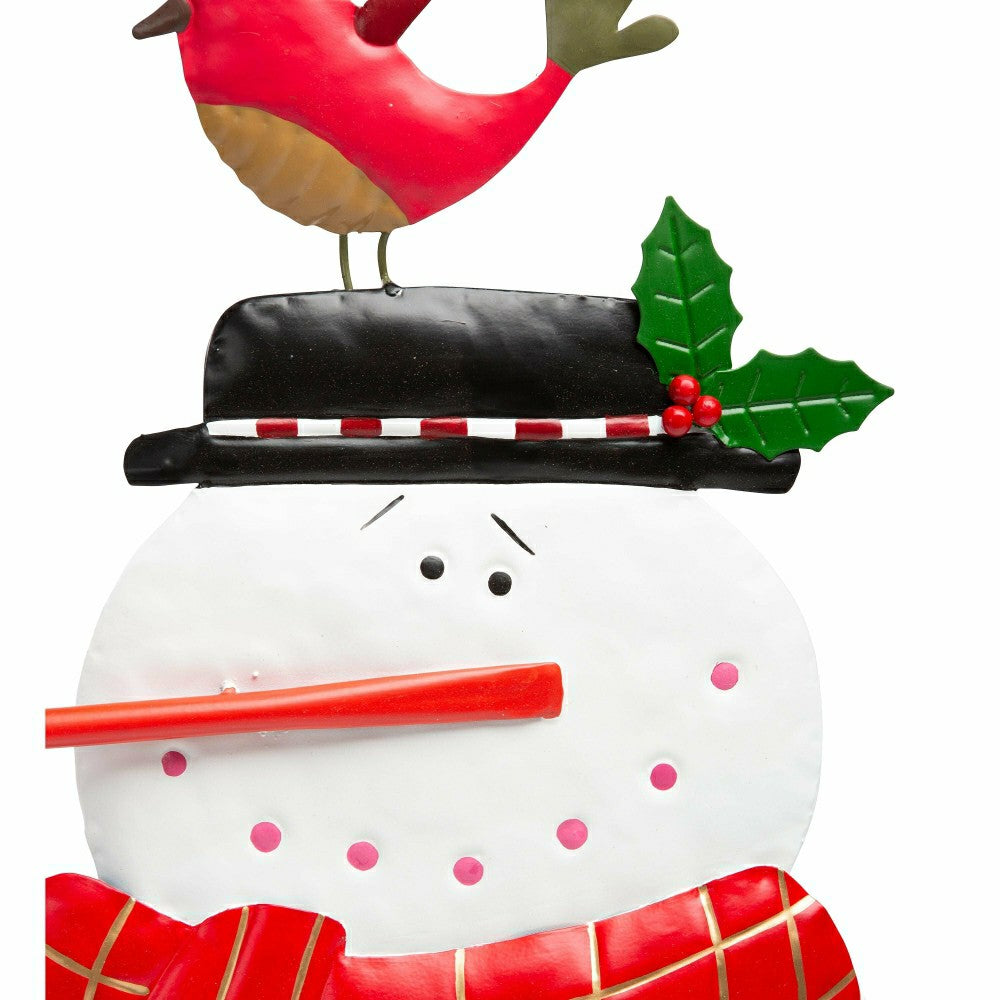 Plow & Hearth Metal Snowman and Birds Garden Statue