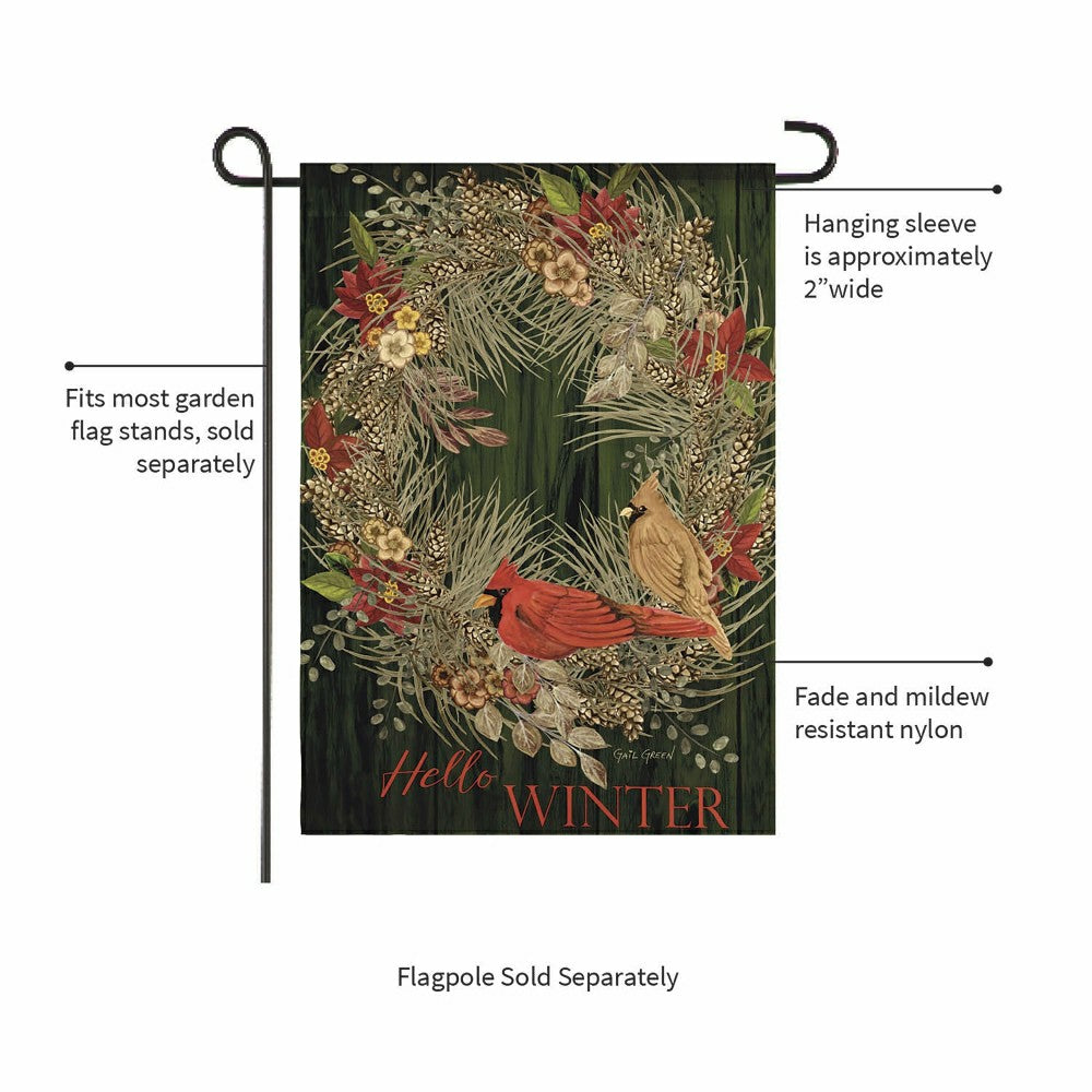 Plow & Hearth Hello Winter Moire Garden Flag