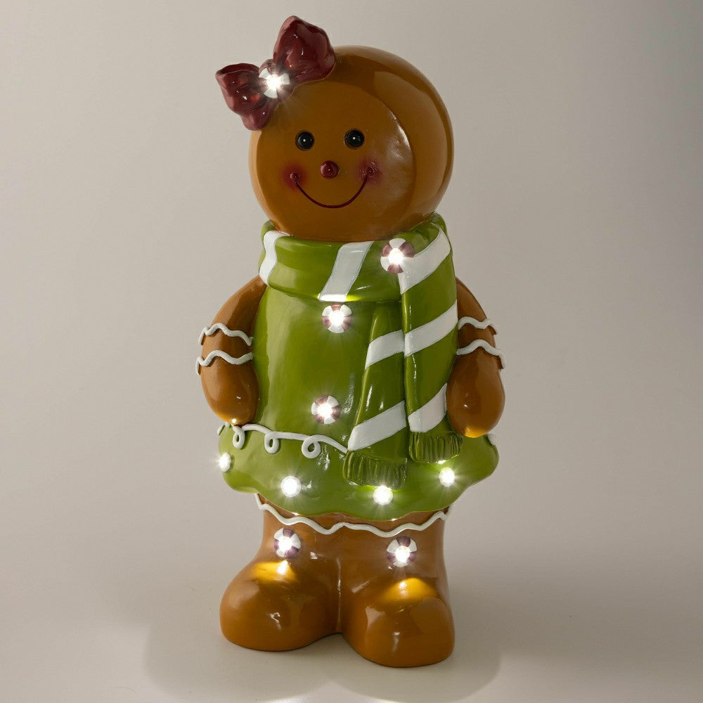 Plow & Hearth Indoor/Outdoor Lighted Gingerbread Girl Shorty Statue