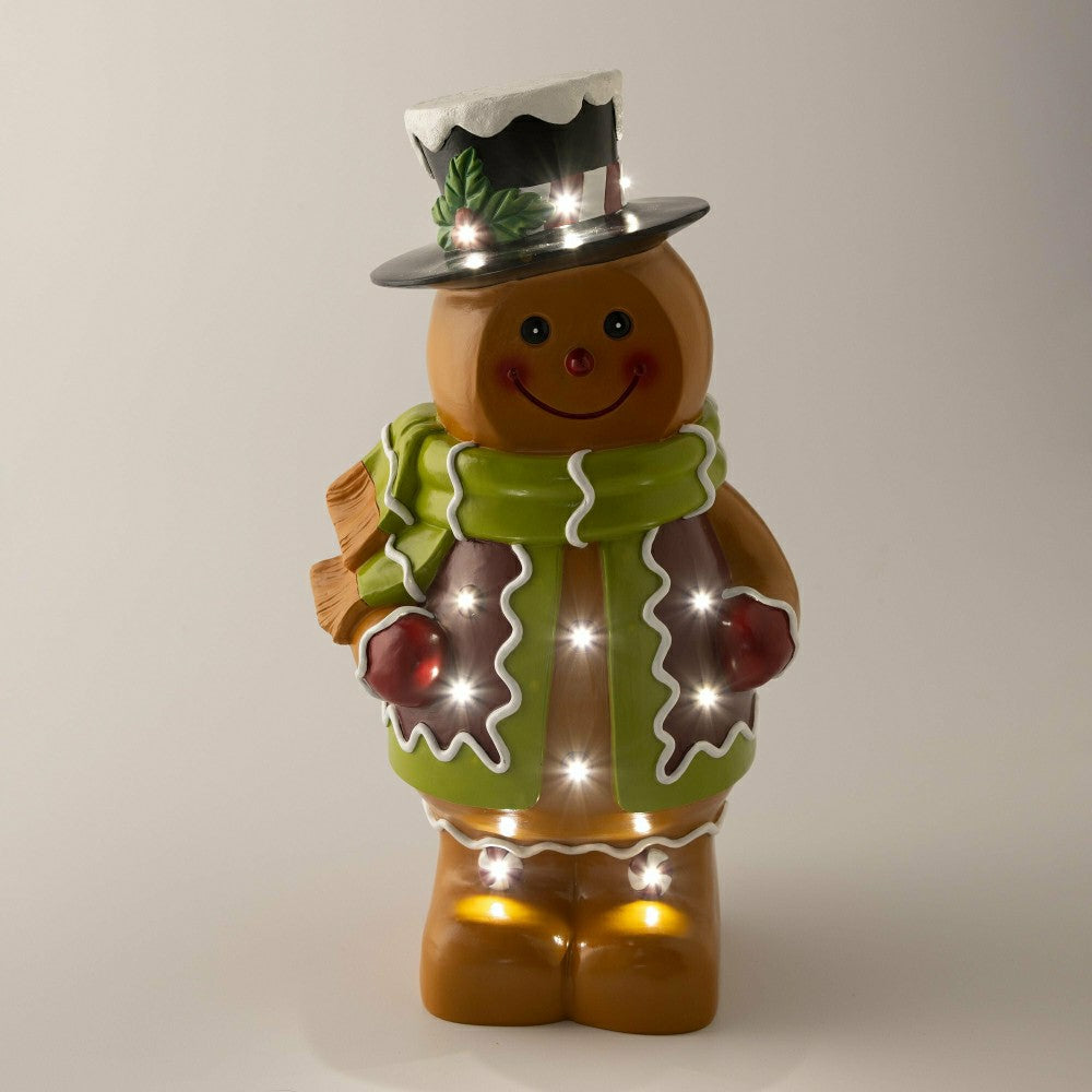 Plow & Hearth Indoor/Outdoor Lighted Gingerbread Boy Shorty Statue