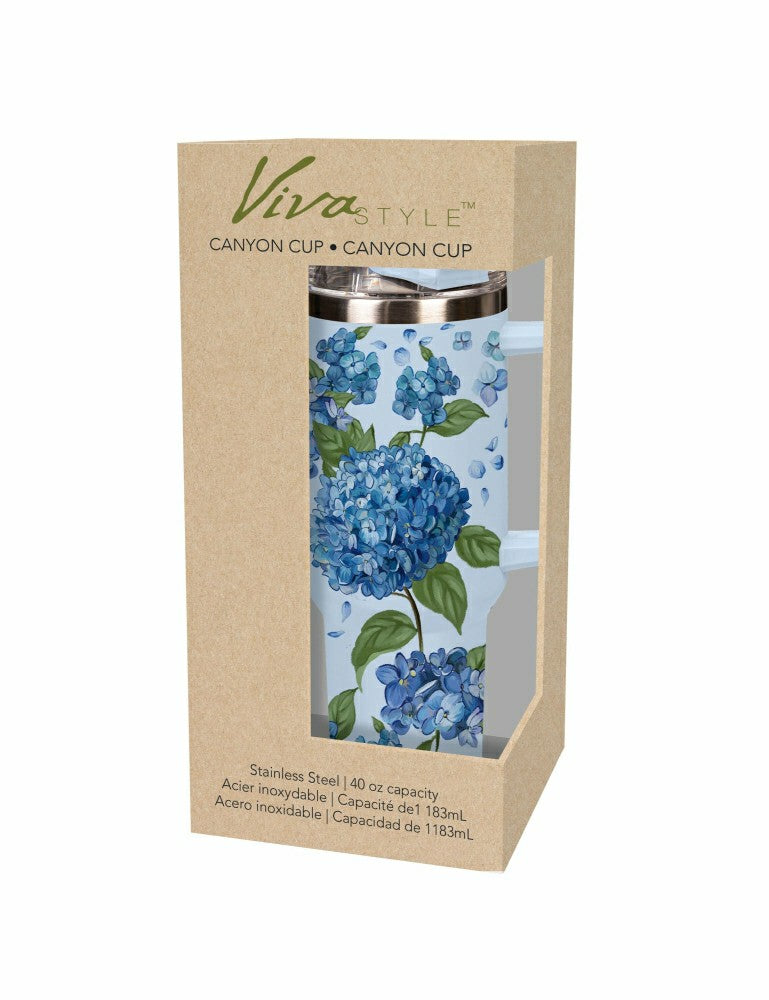Plow & Hearth VivaStyle Hydrangea Haven Tumblers Stainless Steel Canyon Cup