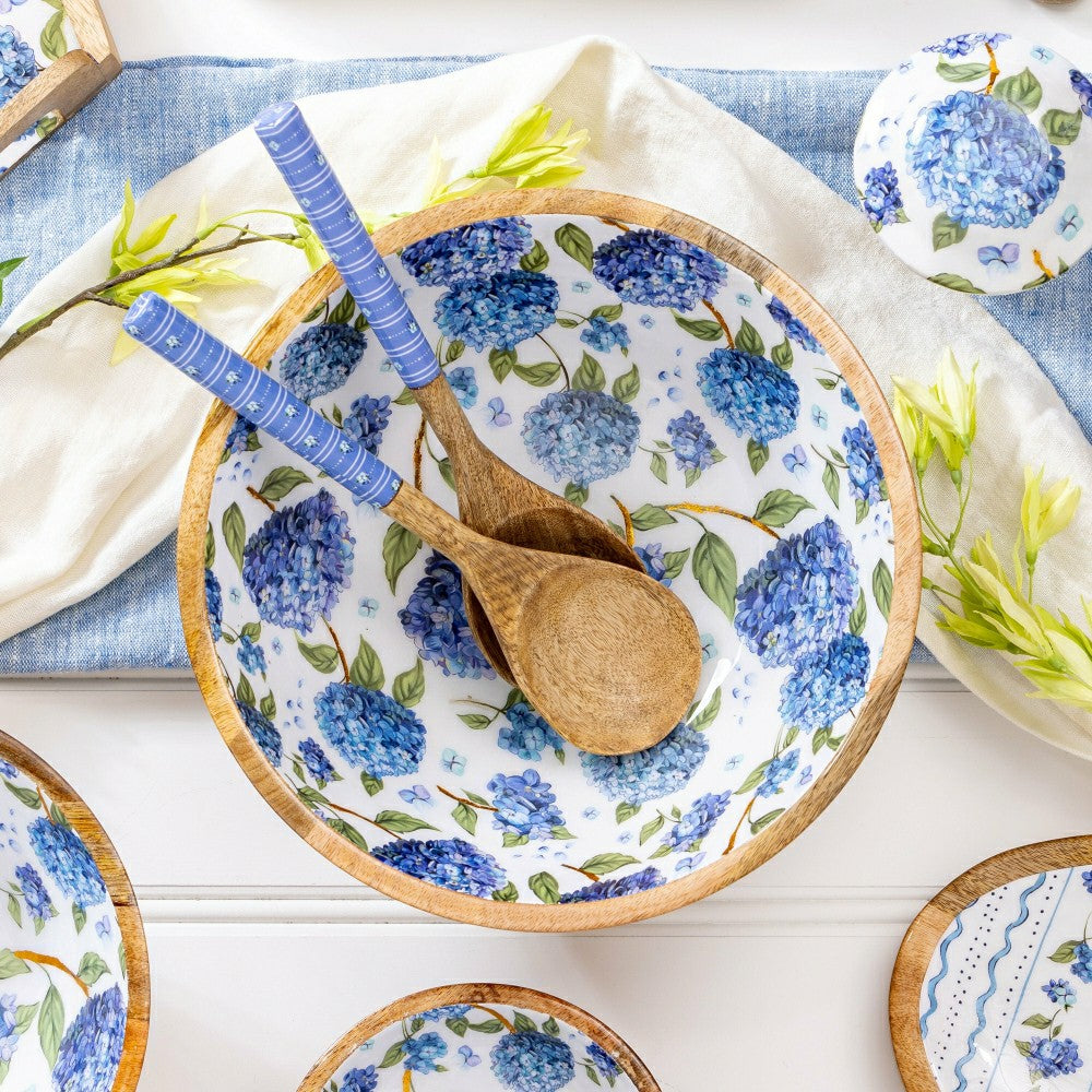 Plow & Hearth VivaStyle Bowl, Wood Bowl Set, Hydrangea, Set of 3