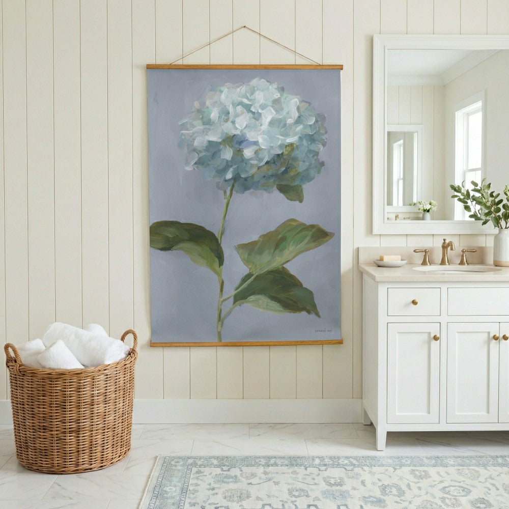 Plow & Hearth VivaStyle Hydrangea Haven Indoor Wall Décor Canvas Tapestry, Hydrangea