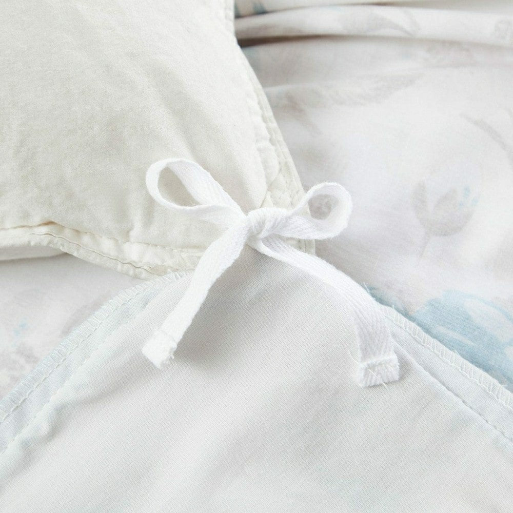 Plow & Hearth Bird And Hydrangea Reversible Cotton Duvet Cover Set