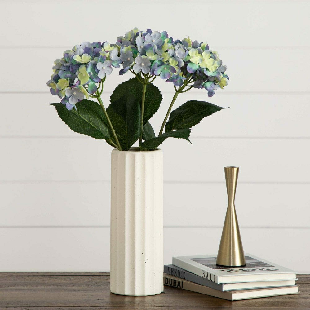 Plow & Hearth 20" Artificial Hydrangea Flower Stem, Set of 3