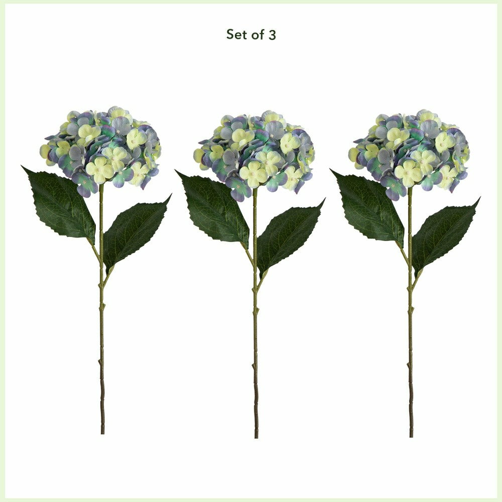 Plow & Hearth 20" Artificial Hydrangea Flower Stem, Set of 3