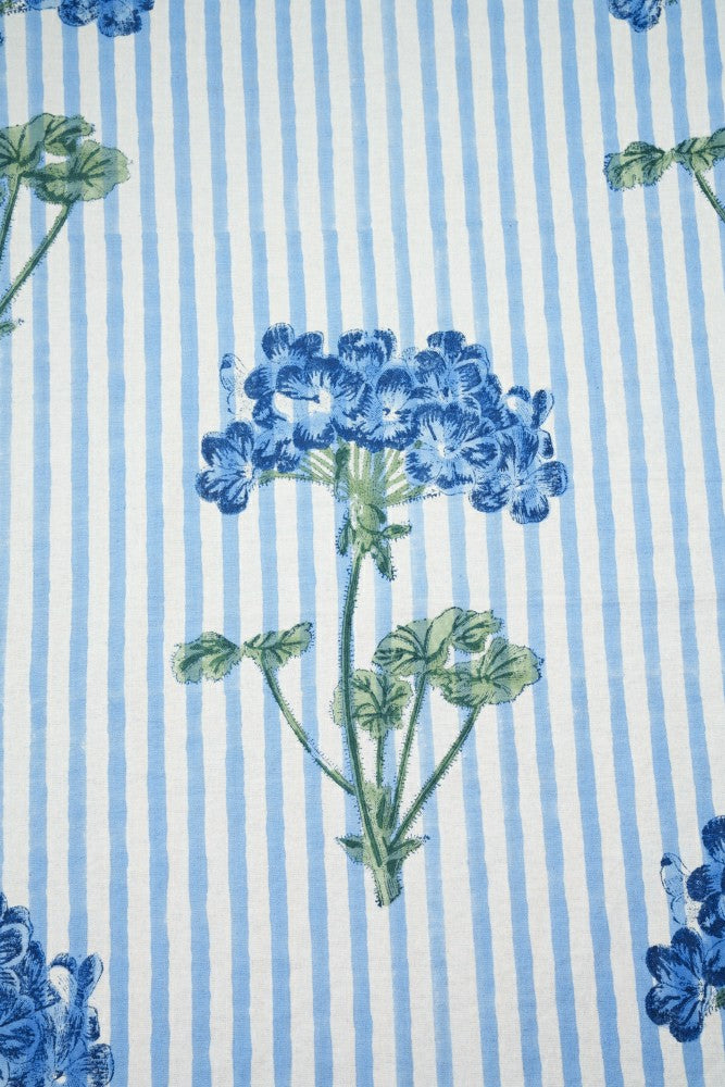 Plow & Hearth Blue Hydrangea Blockprint Tablecloth