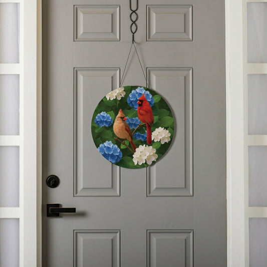 Plow & Hearth Cardinal Couple Among Hydrangea 16"D Door Décor