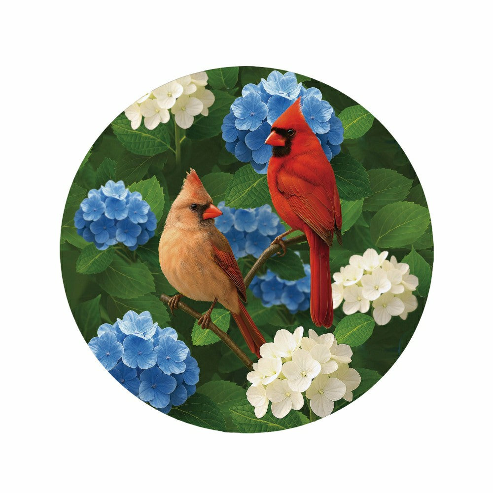Plow & Hearth Cardinal Couple Among Hydrangea 16"D Door Décor