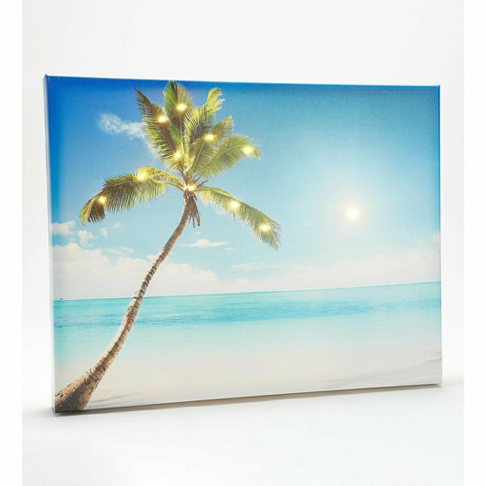Plow & Hearth Seaside Palm Illuminated Outdoor Canvas