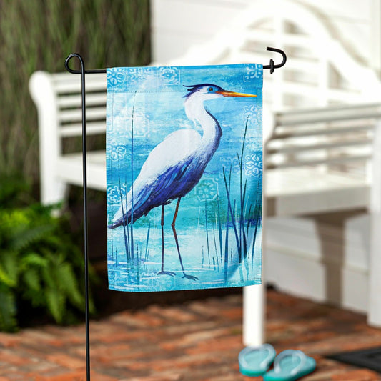 Plow & Hearth Blue Heron Reversible Suede Garden Flags