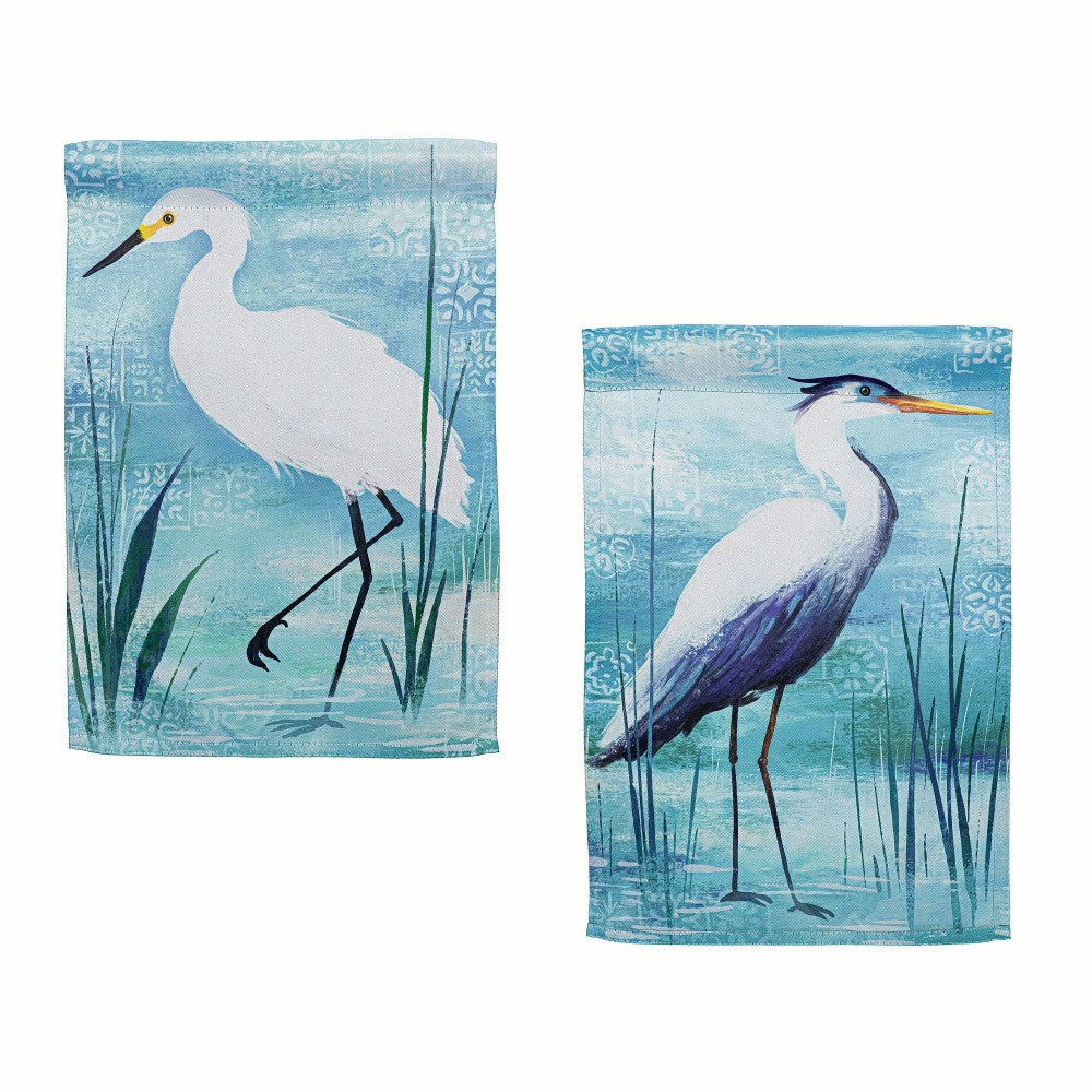 Plow & Hearth Blue Heron Reversible Suede Garden Flags