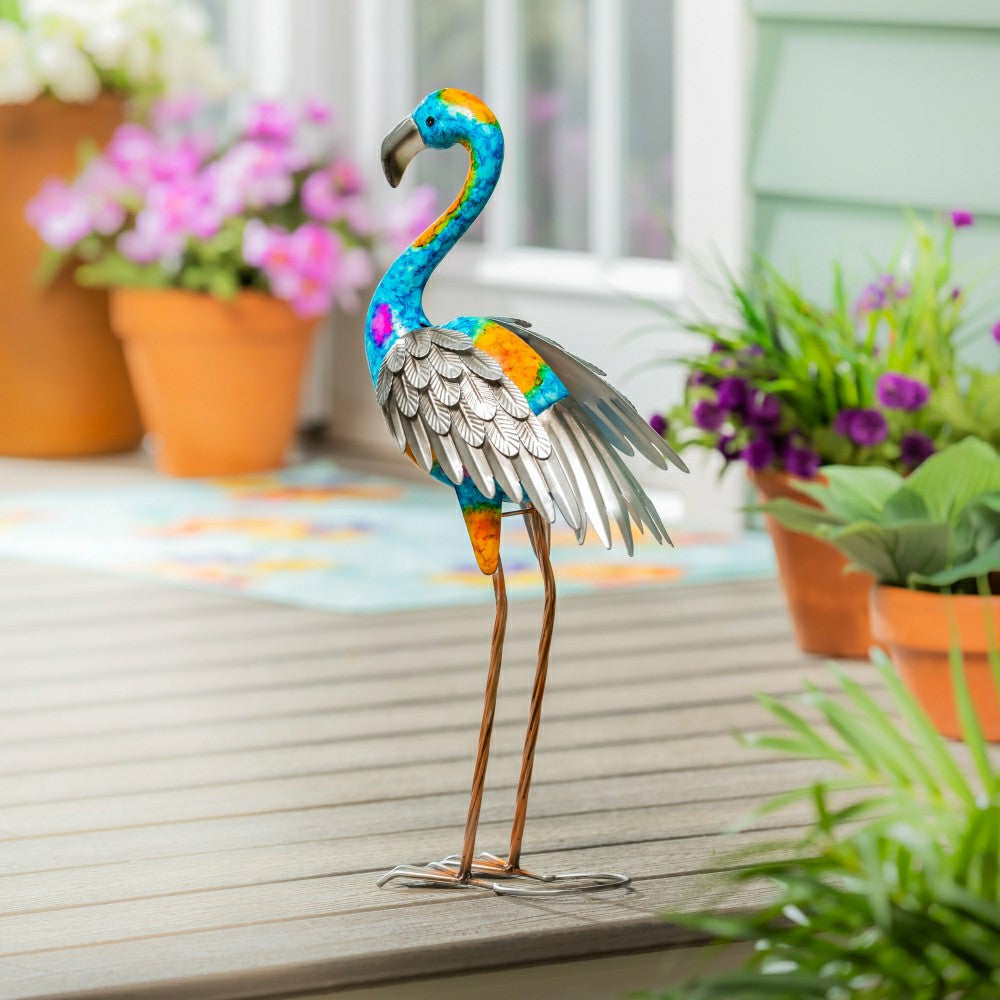 Plow & Hearth Metal Gradient Flamingo Garden Statue