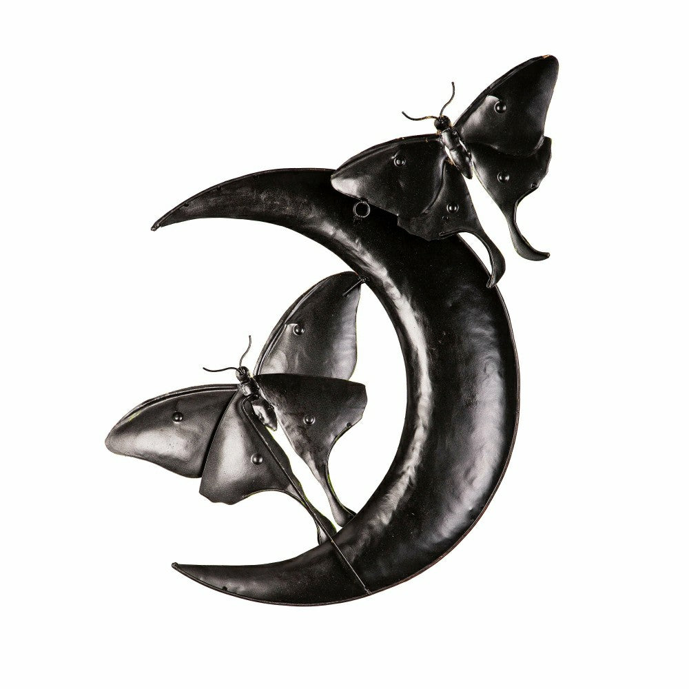 Plow & Hearth Garden of Wonder Indoor Wall Décor, Metal, Luna Moths & Crescent Moon