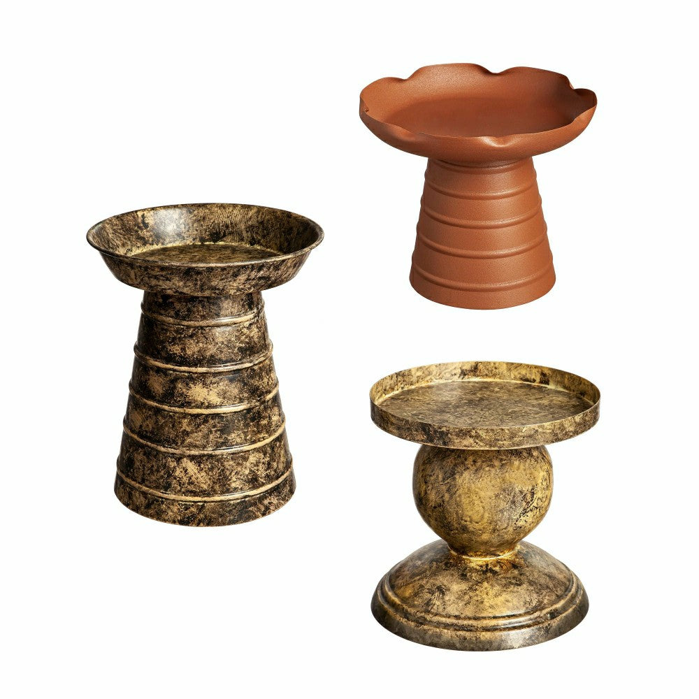 Plow & Hearth Garden of Wonder Plant Stand, Multi-Color Metal Riser, Set of 3