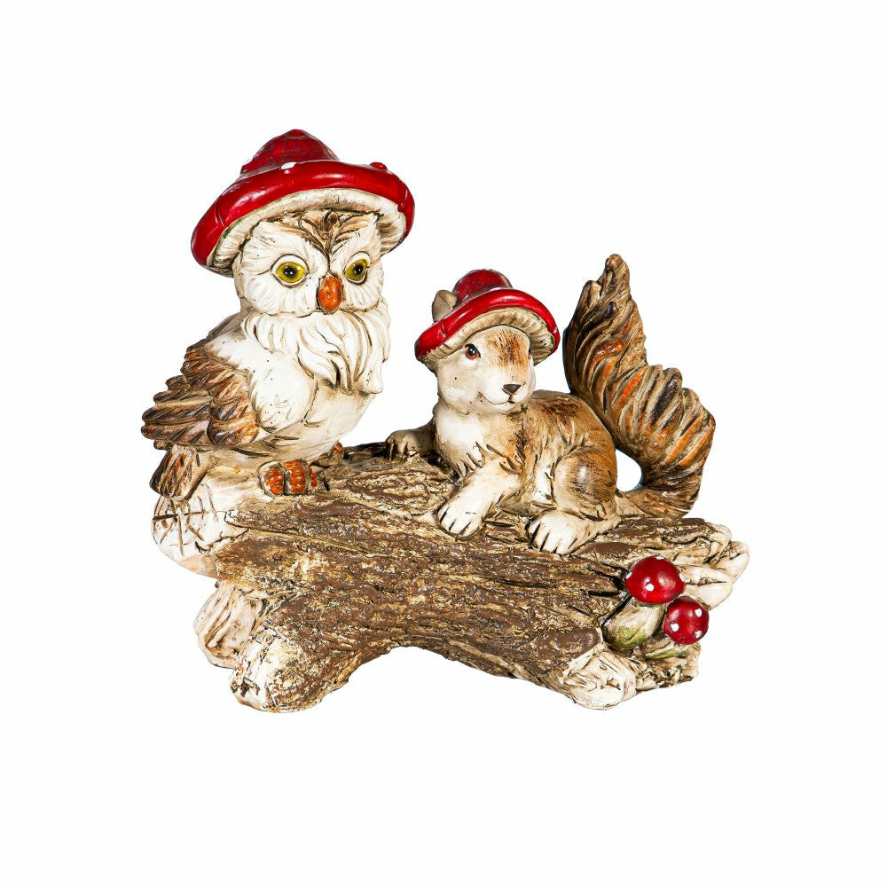 Plow & Hearth Resin Mushroom Animals Statue, 5"H