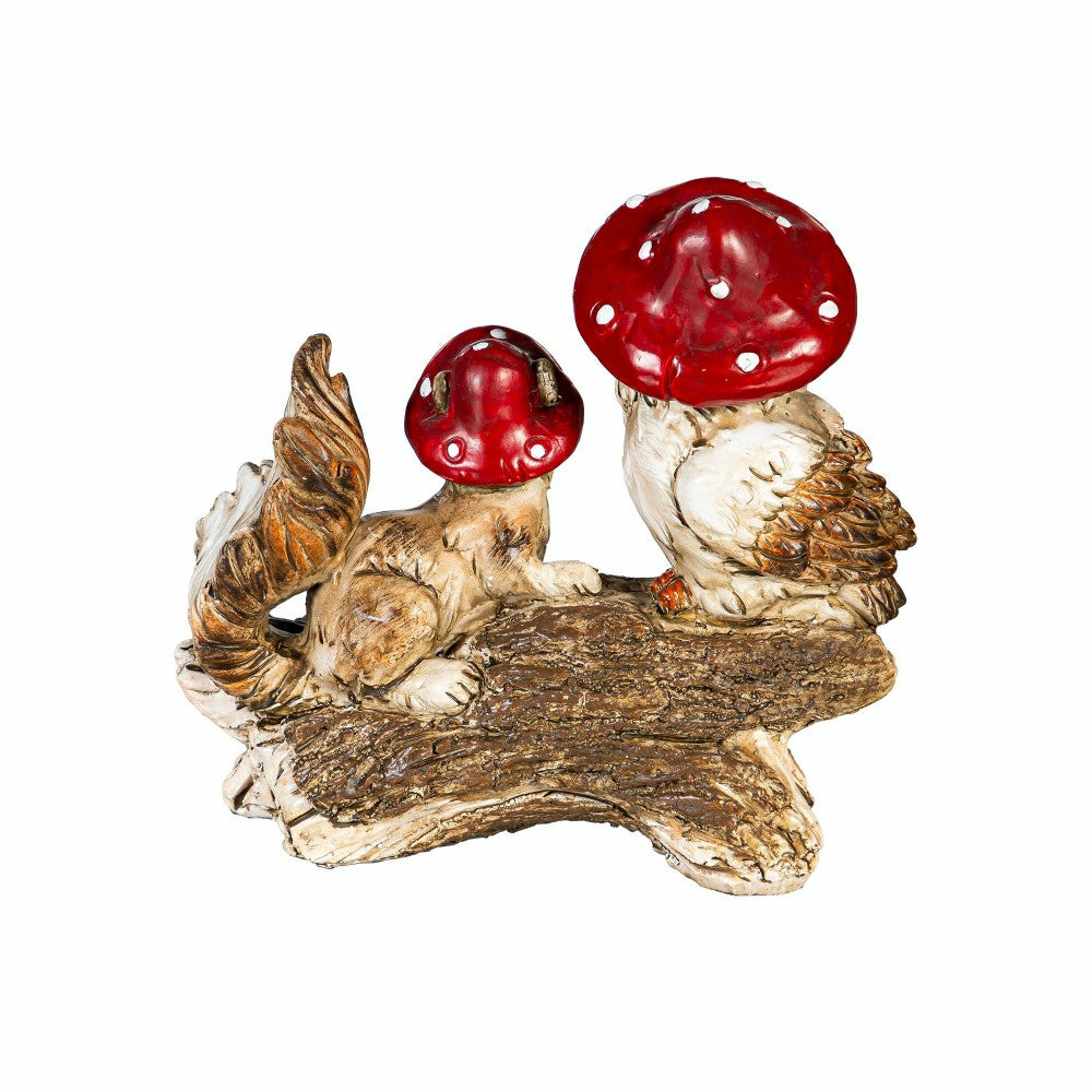 Plow & Hearth Resin Mushroom Animals Statue, 5"H