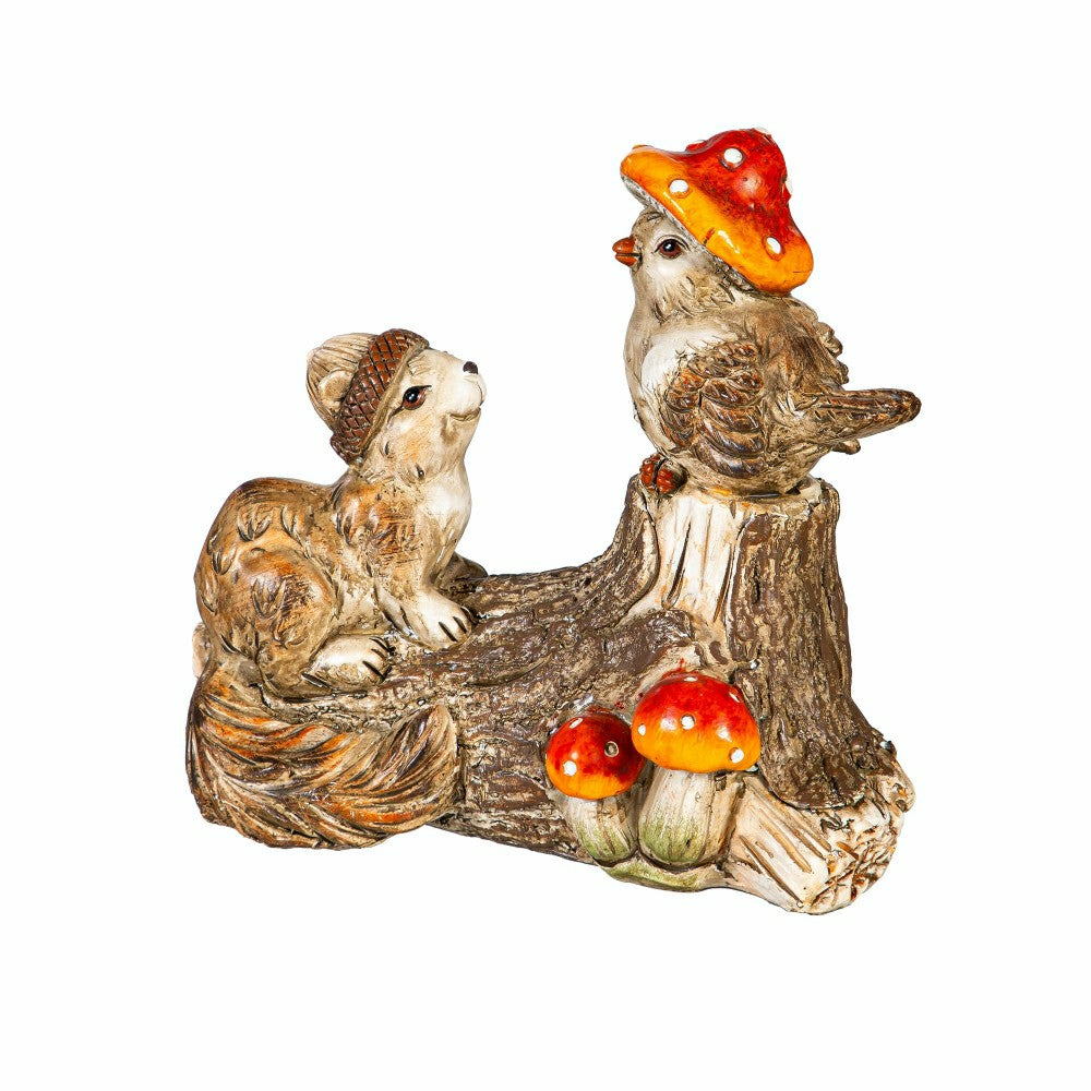 Plow & Hearth Resin Mushroom Animals Statue, 5"H