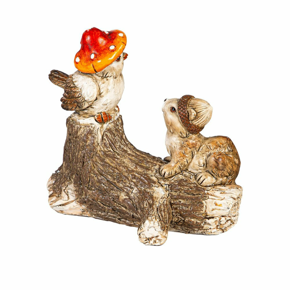 Plow & Hearth Resin Mushroom Animals Statue, 5"H