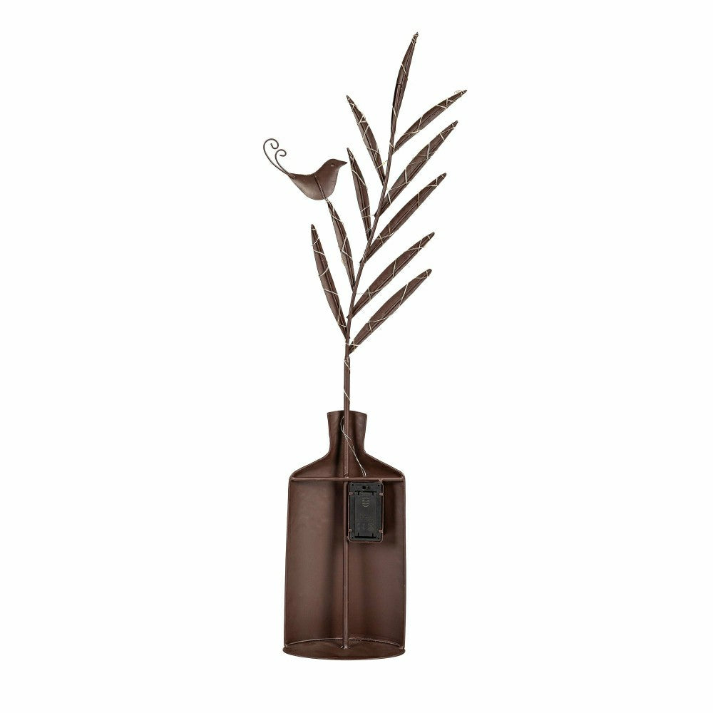 Plow & Hearth Lighted Metal Vase with Bird Garden Statue