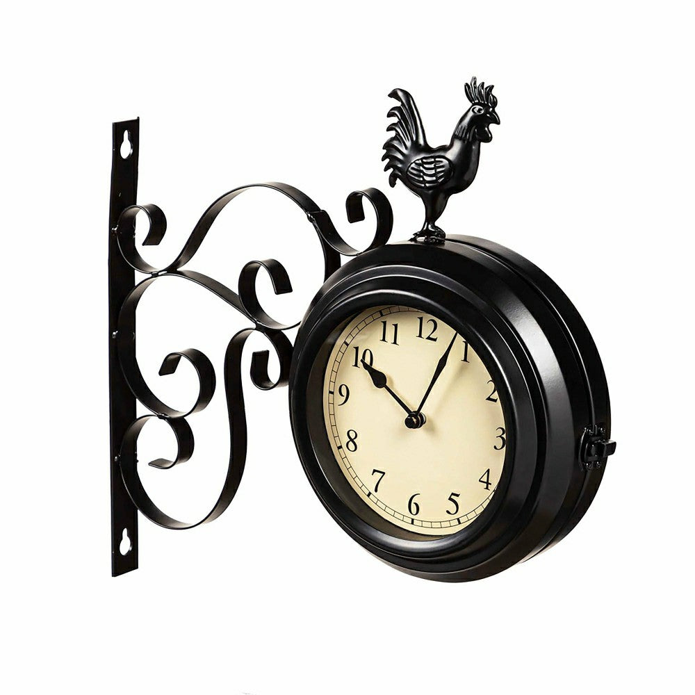 Plow & Hearth Outdoor Rooster Clock and Thermometer