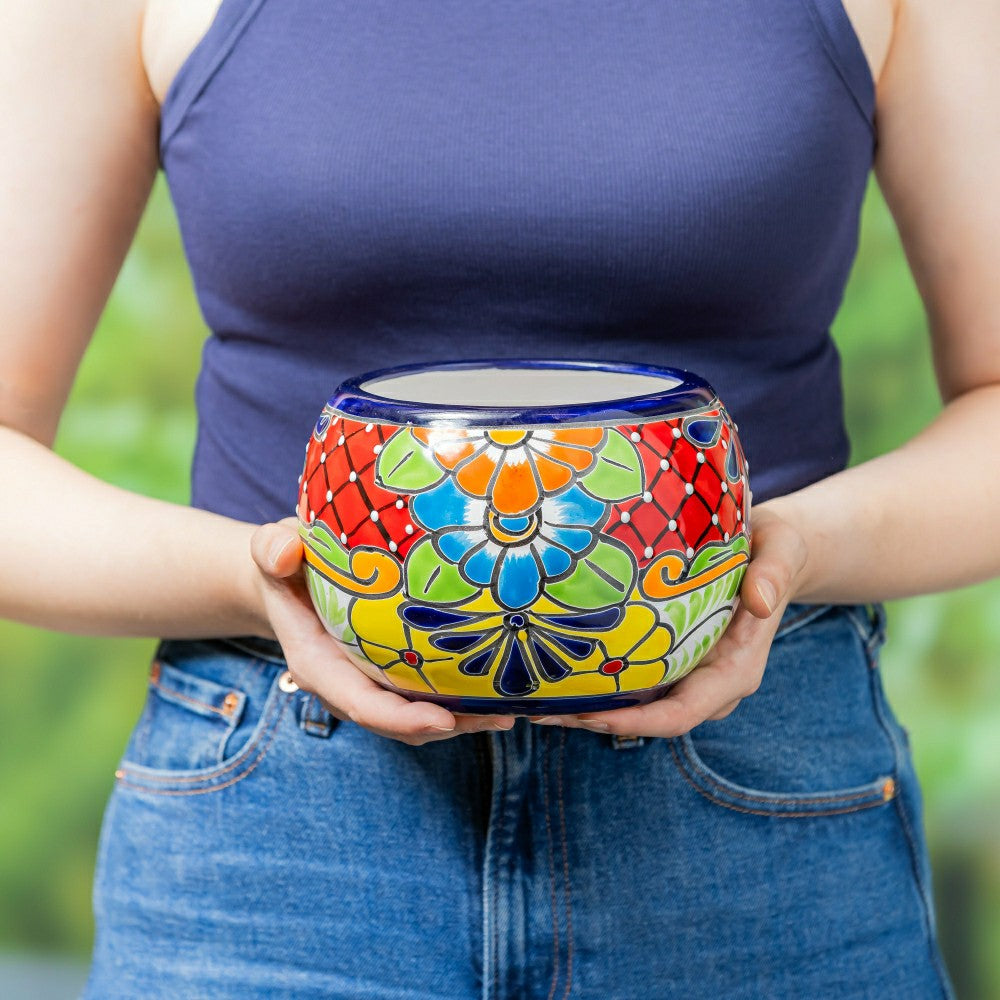 Plow & Hearth Set of 2 Mexican Talavera Baul Planters