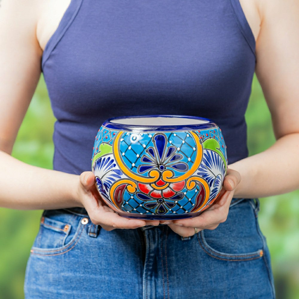 Plow & Hearth Set of 2 Mexican Talavera Baul Planters