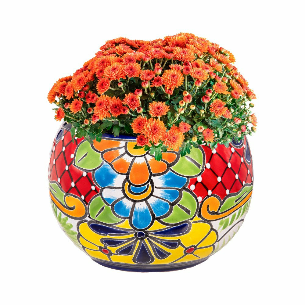 Plow & Hearth Set of 2 Mexican Talavera Baul Planters