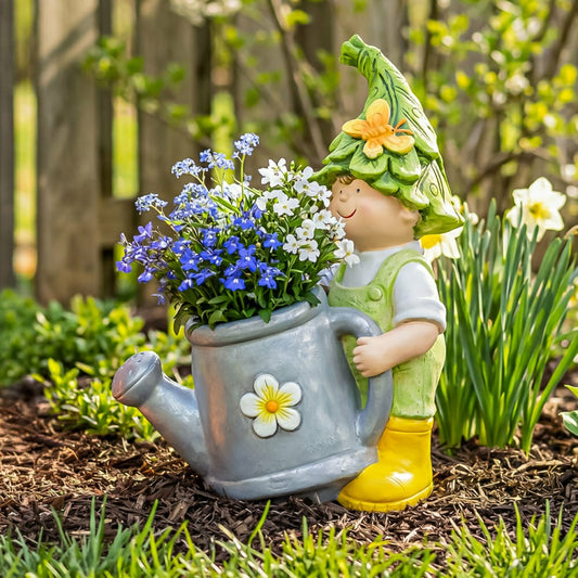 Plow & Hearth Garden Friends Children Planters, Set of 2