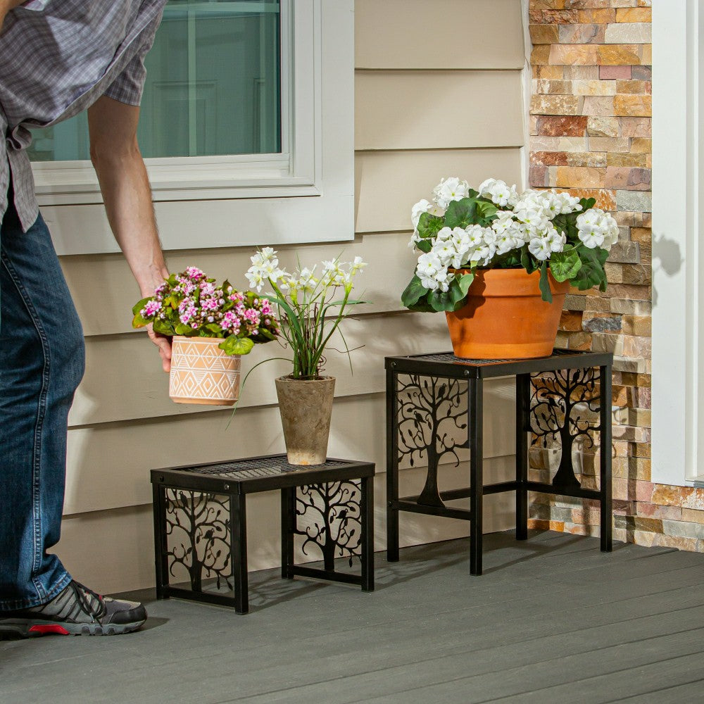 Plow & Hearth Tree of Life Plant Stand Set of 2