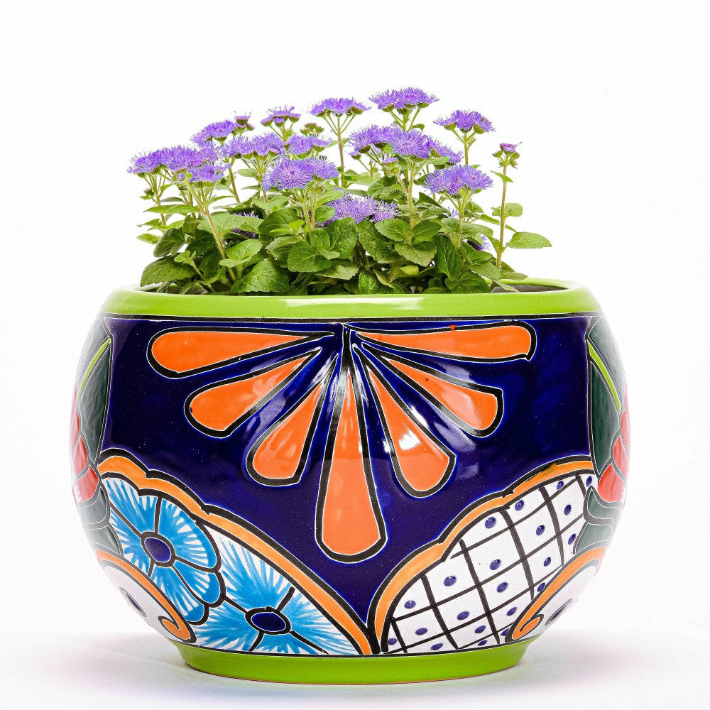 Plow & Hearth Green Talavera Baul Planter, Medium