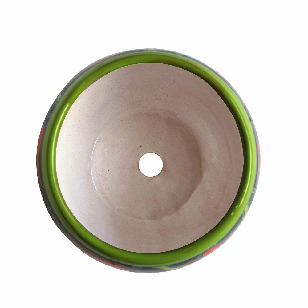 Plow & Hearth Green Talavera Baul Planter, Medium