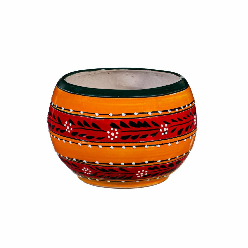 Plow & Hearth Medium Orange Authentic Talavera Baul Planter