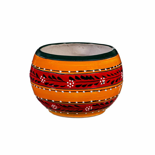 Plow & Hearth Medium Orange Authentic Talavera Baul Planter
