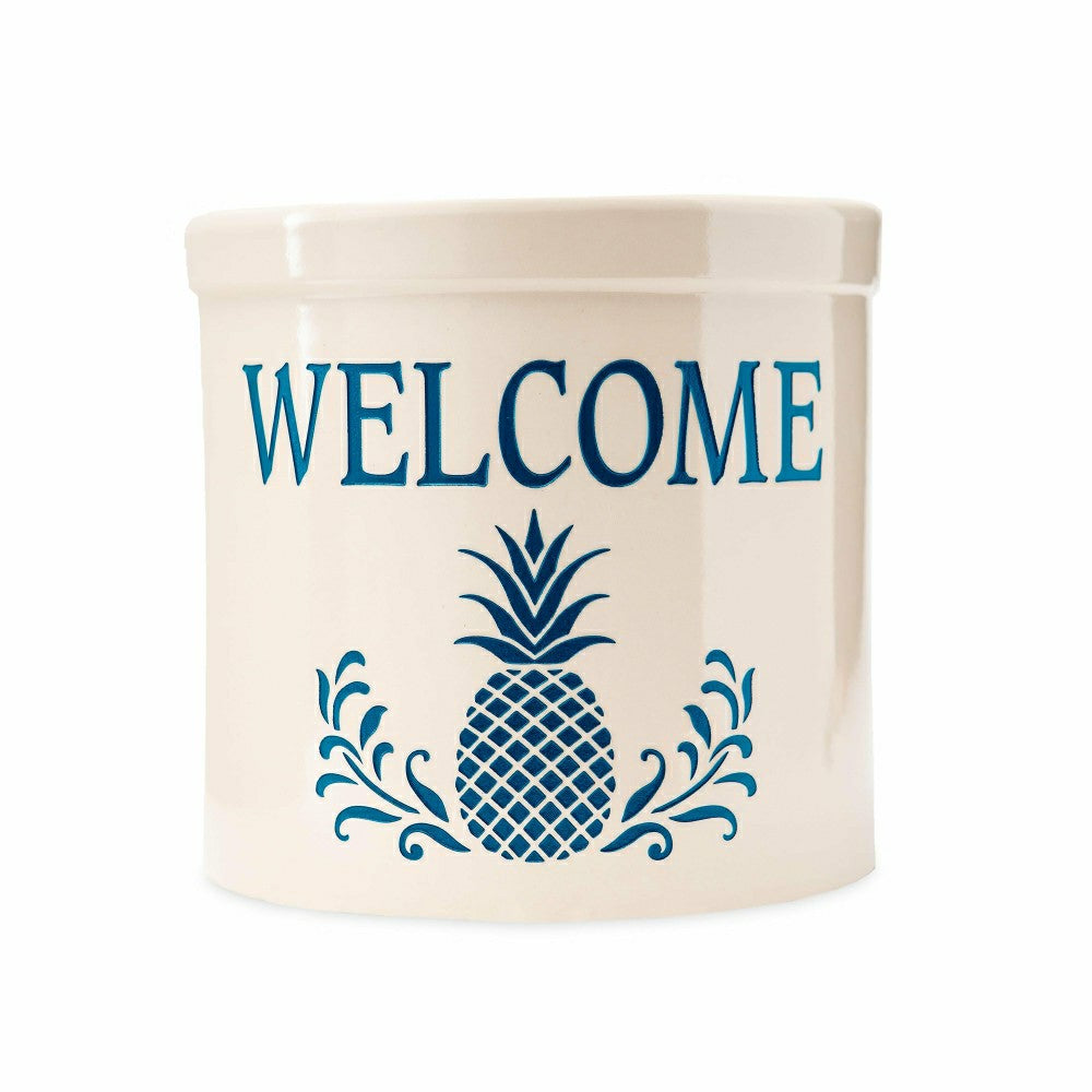 Plow & Hearth Pineapple Welcome Stoneware Crock
