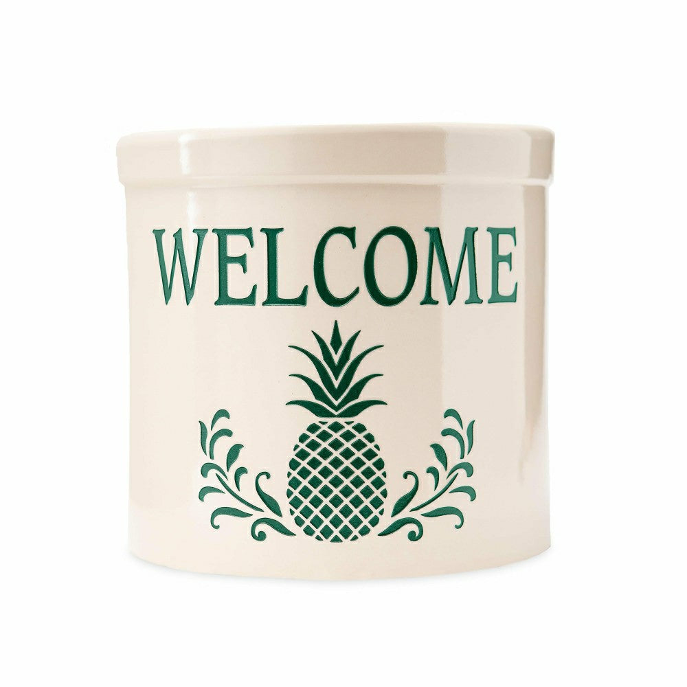 Plow & Hearth Pineapple Welcome Stoneware Crock