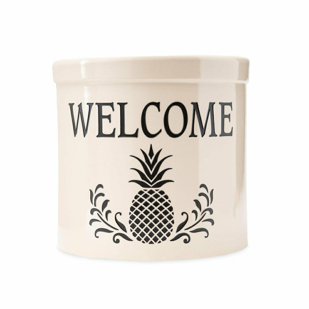 Plow & Hearth Pineapple Welcome Stoneware Crock