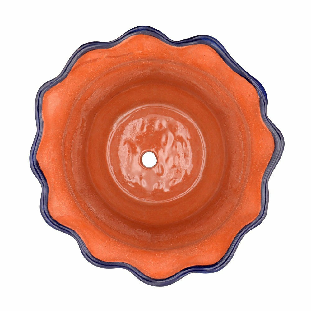 Plow & Hearth Medium Ripple Rim Talavera Flower Pot