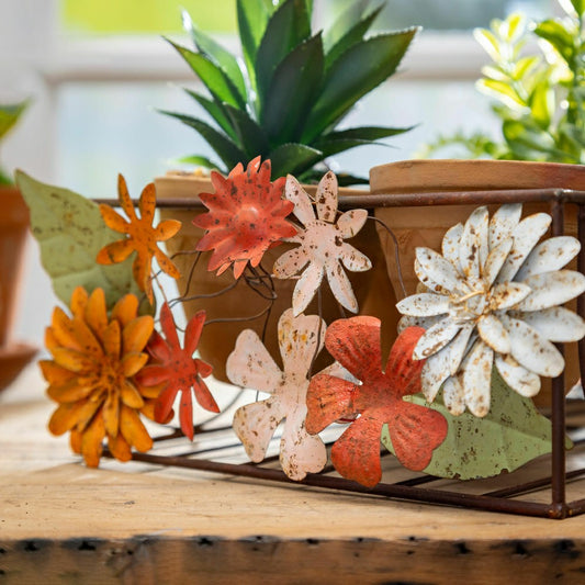 Plow & Hearth What She Shed Planters, Metal Stand with Terracotta Planters, Floral D