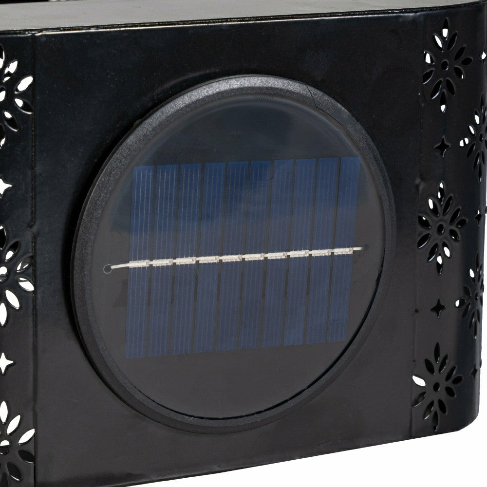 Plow & Hearth Solar Floral Planter, Black